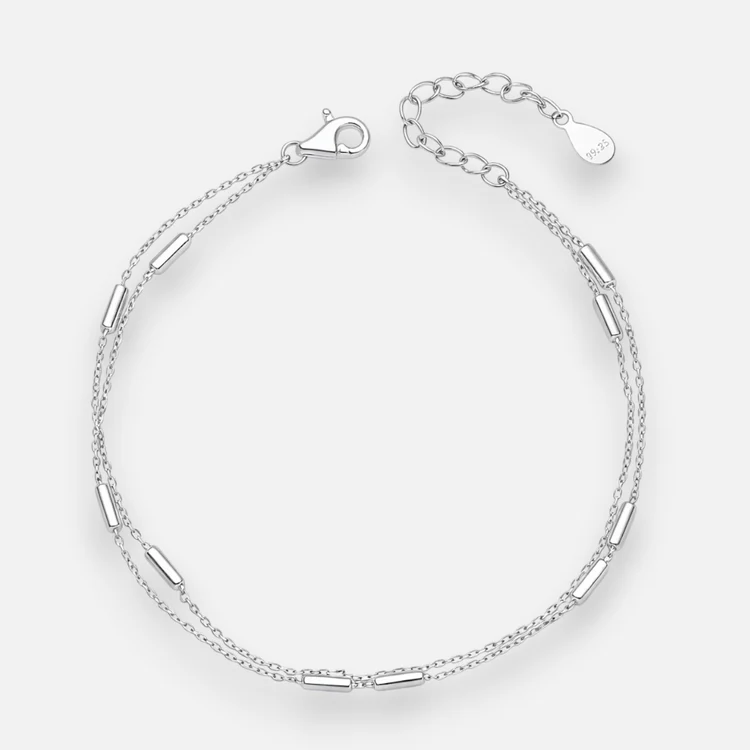 Pulsera Doble Barritas Plata